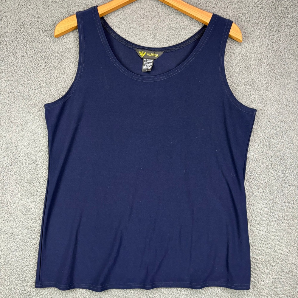 Valentina Womens Navy Blue Sleeveless Scoop Neck Tank Top XL Stretch Basic Solid